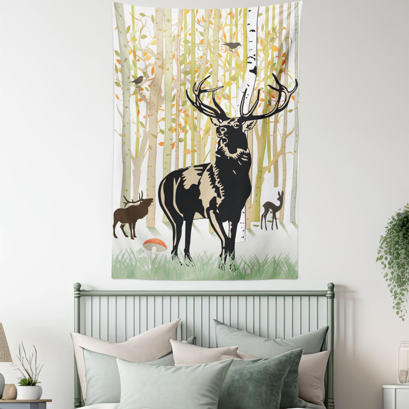 Autumn Forest Wild Animal Tapestry