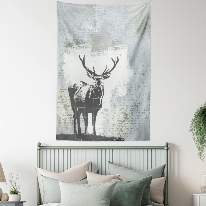 Stag Silhouette Grunge Tapestry