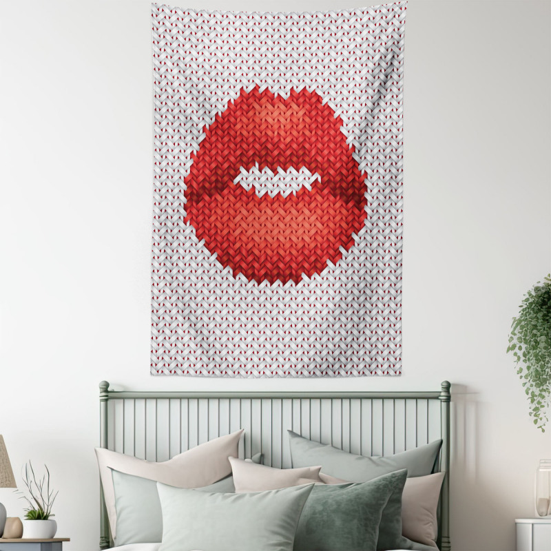 Retro Effect Lips Design Tapestry