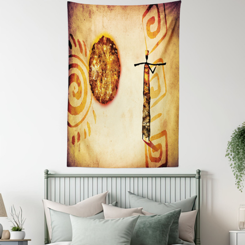 Brown Tribe Art Tapestry