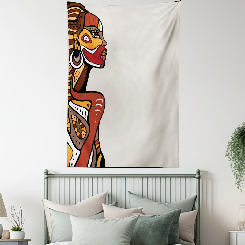 Hand Drawn Woman Art Tapestry