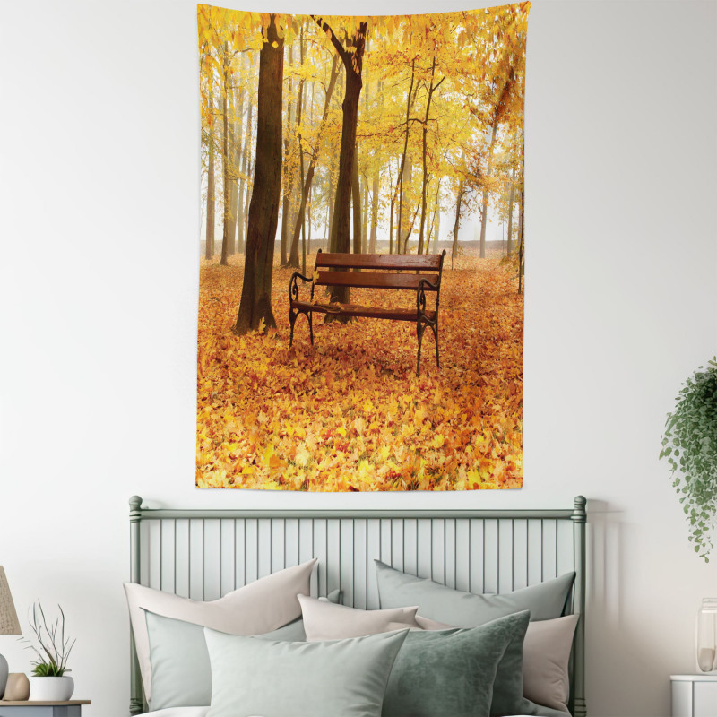 Misty Autumn Park Rustic Tapestry