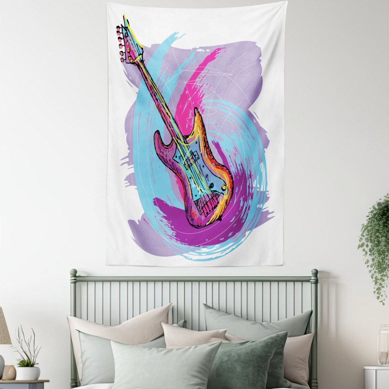 Hand Drawn Guitar Grunge Tapestry