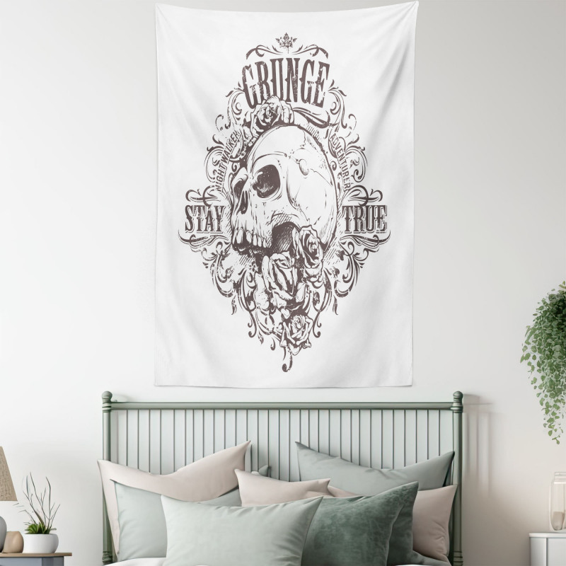 Skull Rose Grunge Tapestry