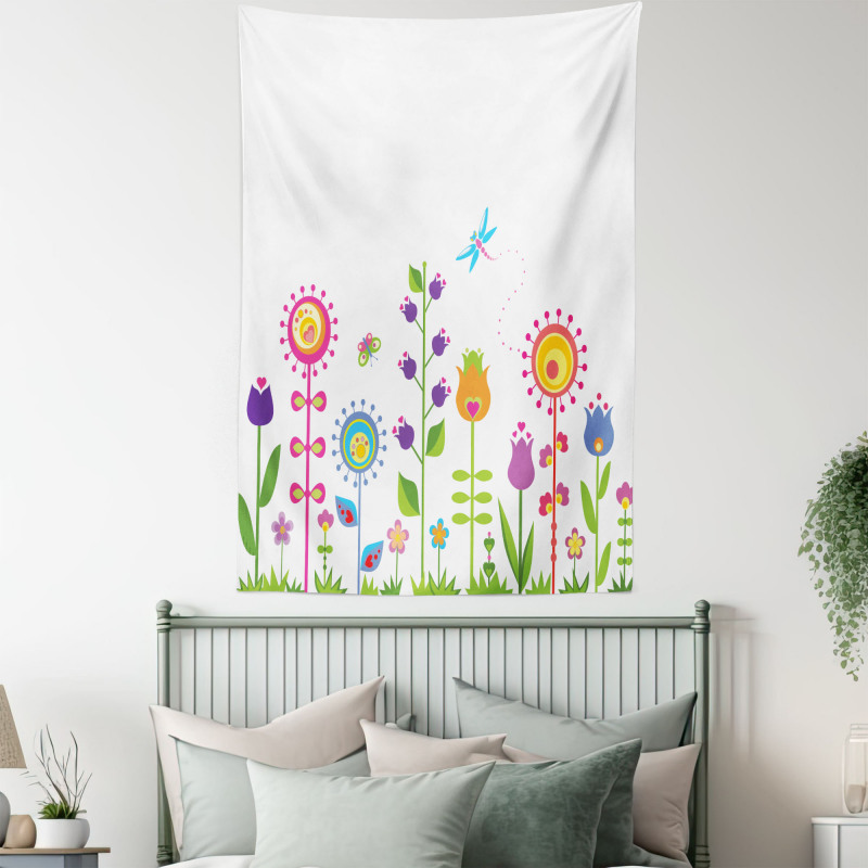 Floral Cartoon Art Tapestry