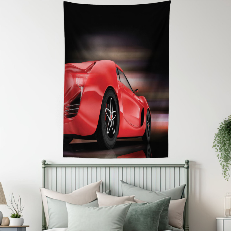 Futuristic Red Sports Tapestry