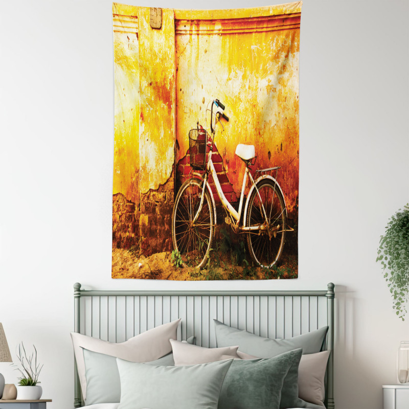 Bike Rusty Cracked Wall Tapestry