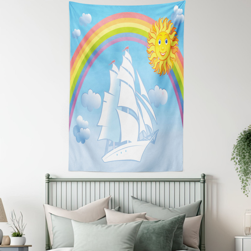 Motivational Ship Rainbow Tapestry