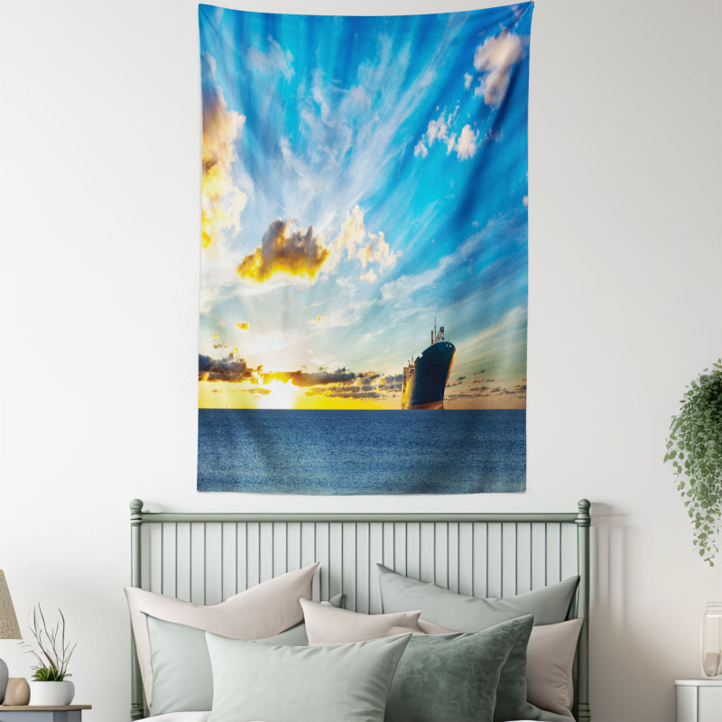 Sea at Sunset Ship Tapestry