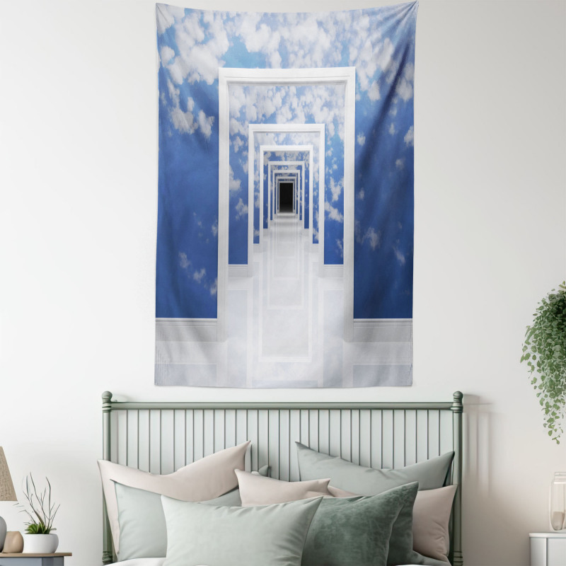 Sky Clouds on Walls Tapestry