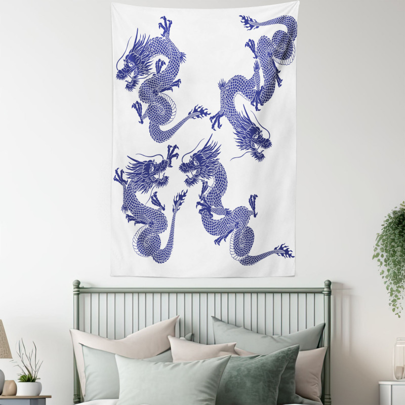 Japanese Dragons Mythical Tapestry