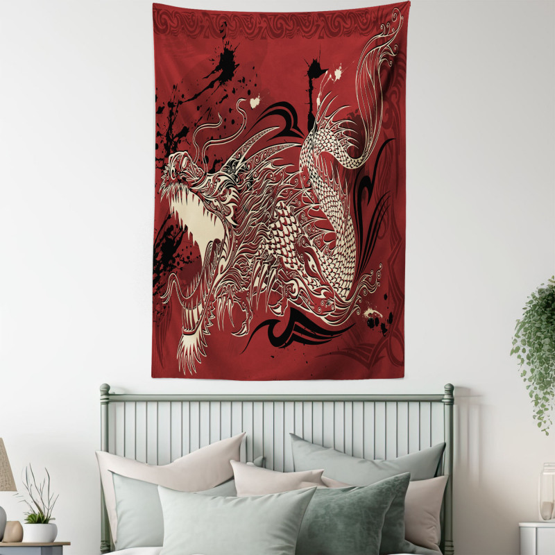 Japanese Dragon Doodle Tapestry