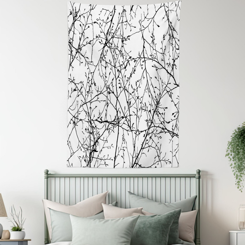 Branches with Leaves Buds Tapestry