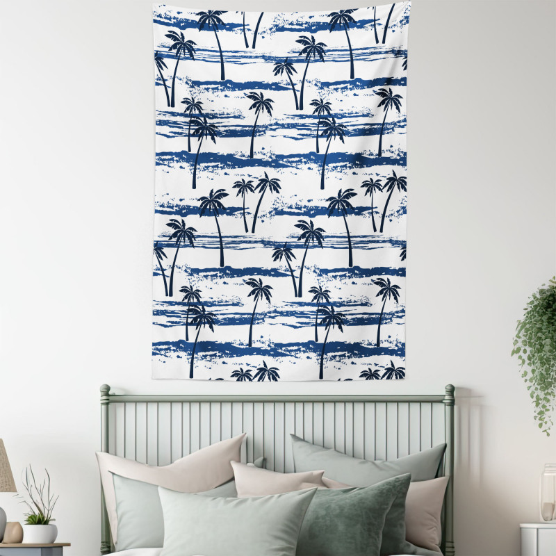 Romantic Sea and Palm Tapestry