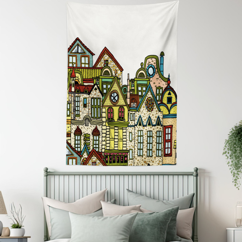 Old Town View Art Tapestry