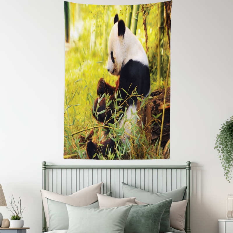 Panda Sitting in Forest Tapestry