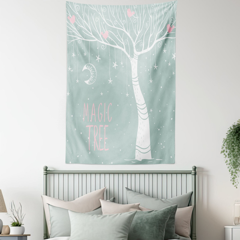 Stars Moon Pastel Colored Tapestry