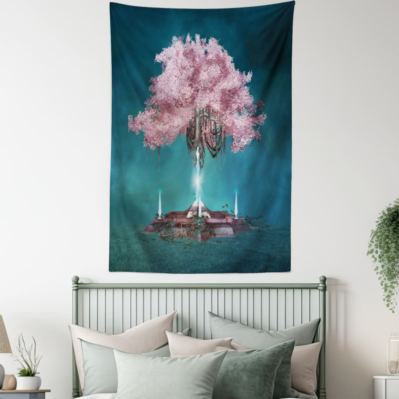 Pink Blossom Art Tapestry