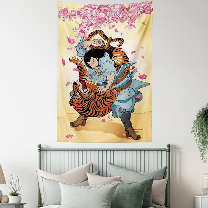 Samurai and Tiger Tapestry