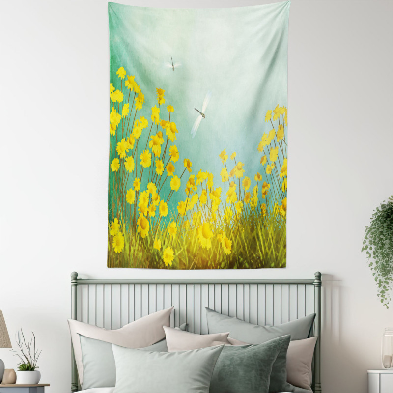 Daisies and Dragonflies Tapestry