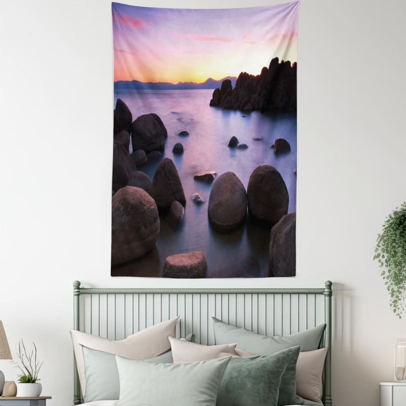 Misty Scene Rocks Water Tapestry