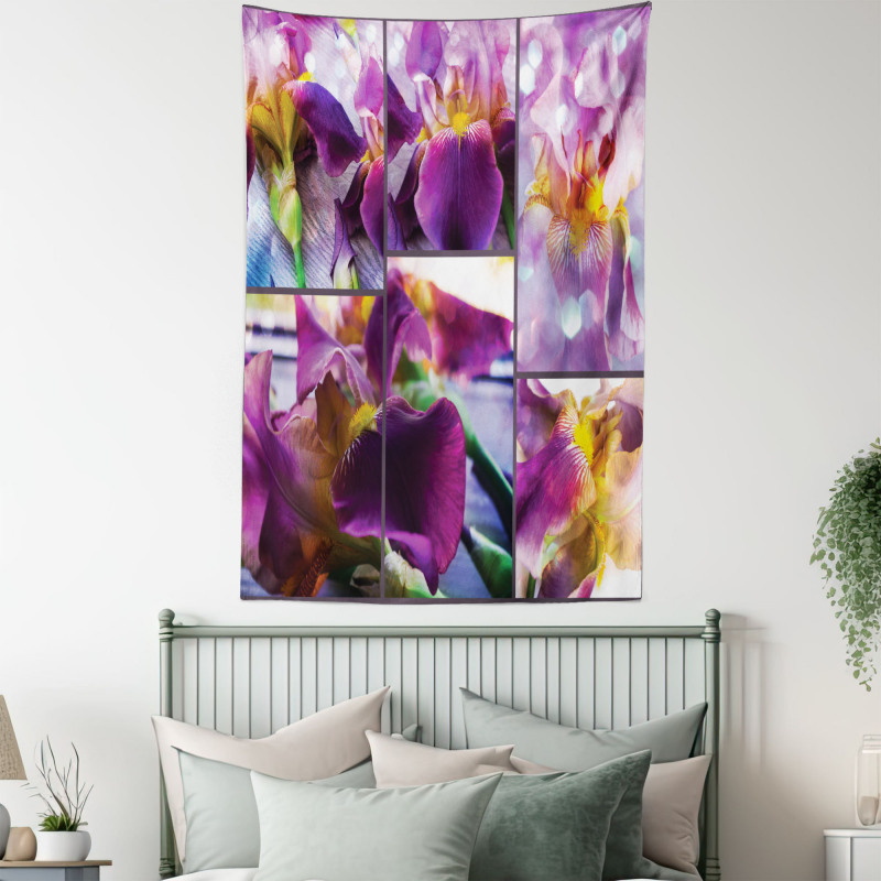 Blooming Iris Flowers Tapestry