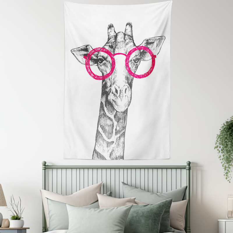 Hipster Animal Glasses Tapestry