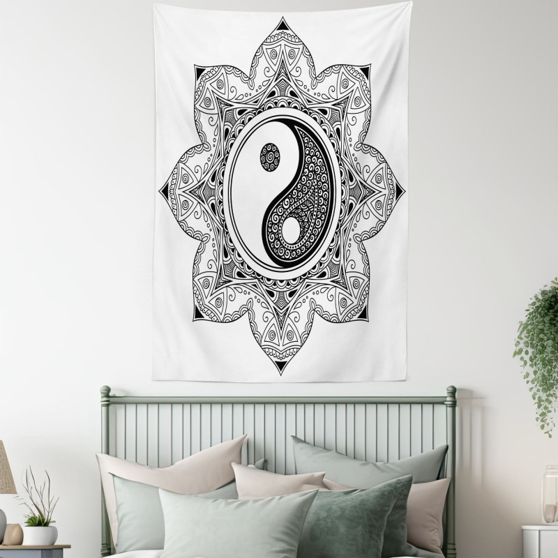 Mehndi Mandala Floral Art Tapestry
