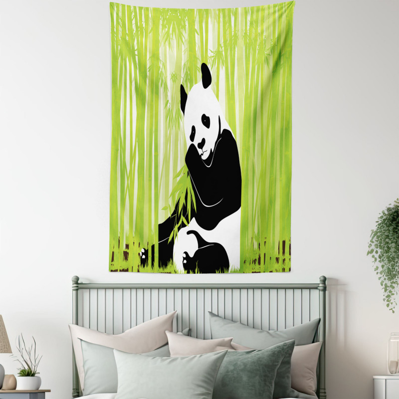 Panda in Bamboo Forest Tapestry