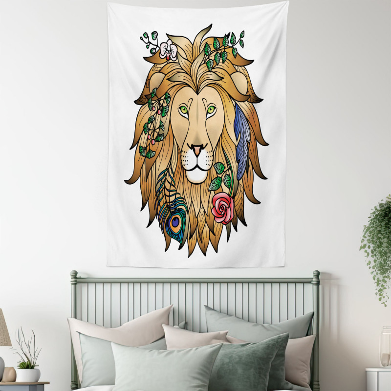 Lion with Flower Tapestry