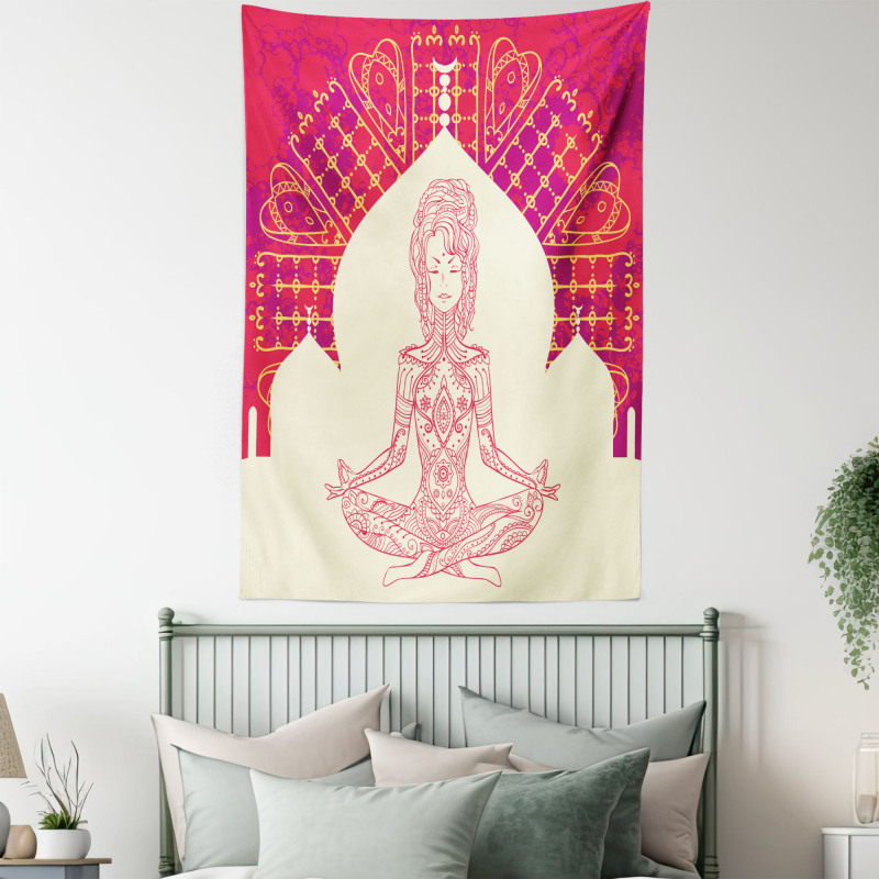 Mandala Meditation Girl Tapestry