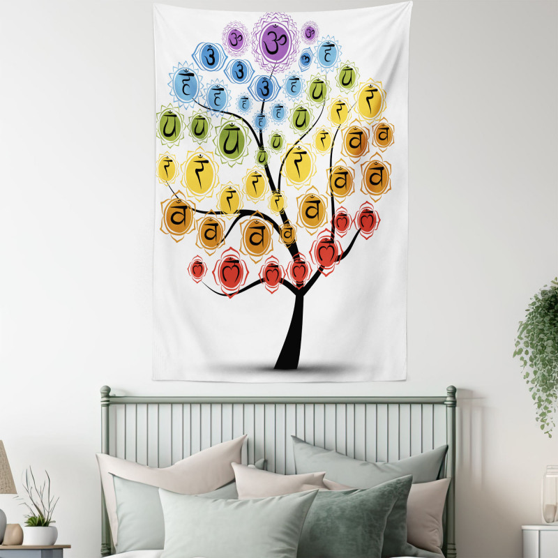 Yoga Tree with Chakras Tapestry