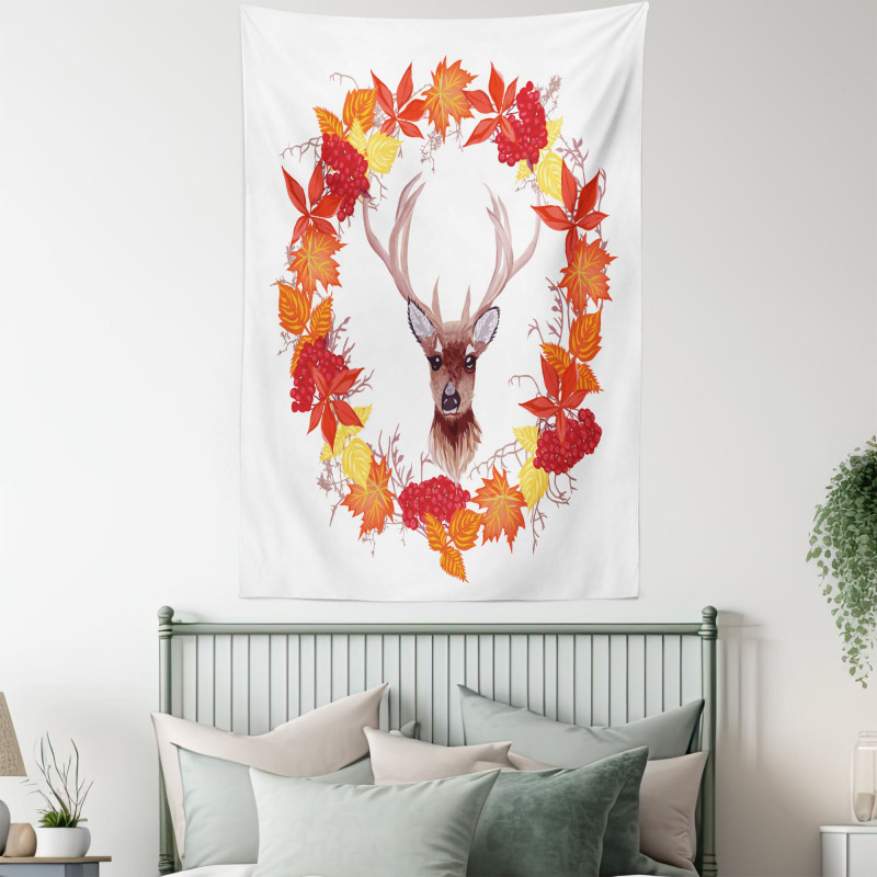 Autumn Leaves Wreath Art Tapestry