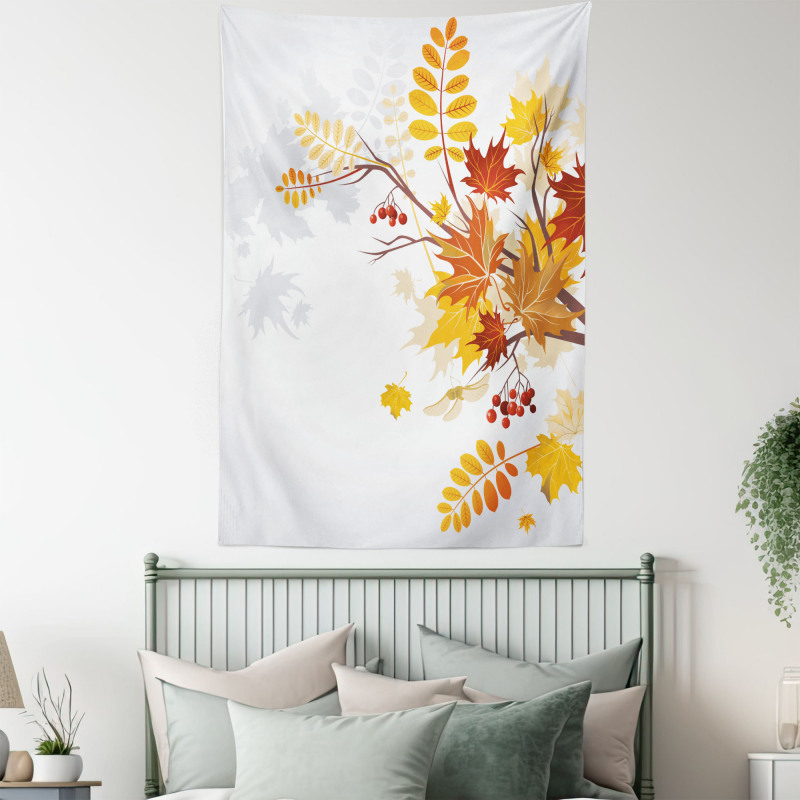 Autumn Themed Faded Leaves Tapestry