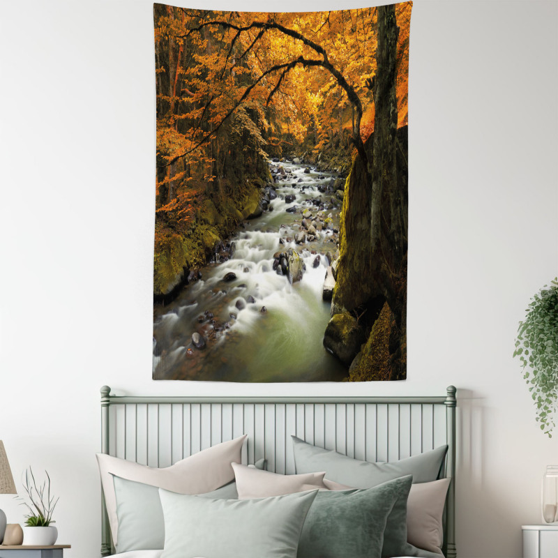 River with Rocks Forest Lush Tapestry