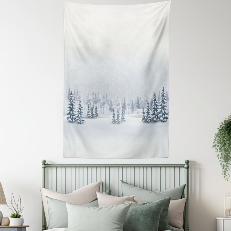 Foggy Weather Trees Tapestry