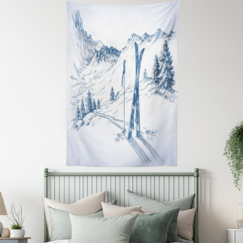 Ski Sport Mountain View Tapestry