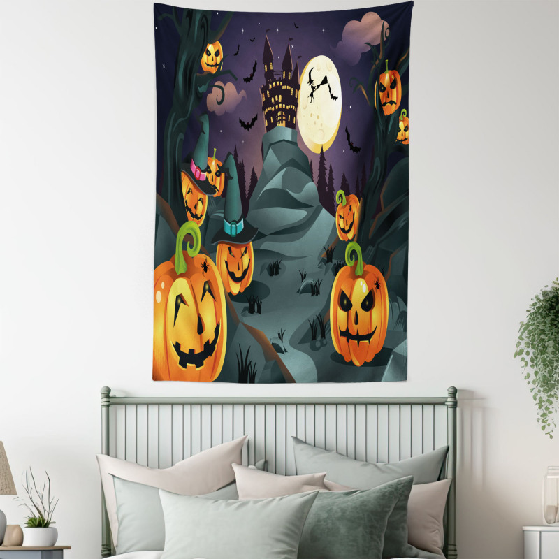 Horror Castle Pumpkin Tapestry