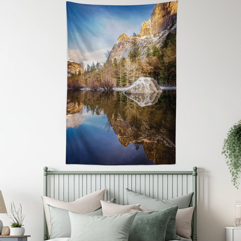 Lake Mountain Sunset Tapestry