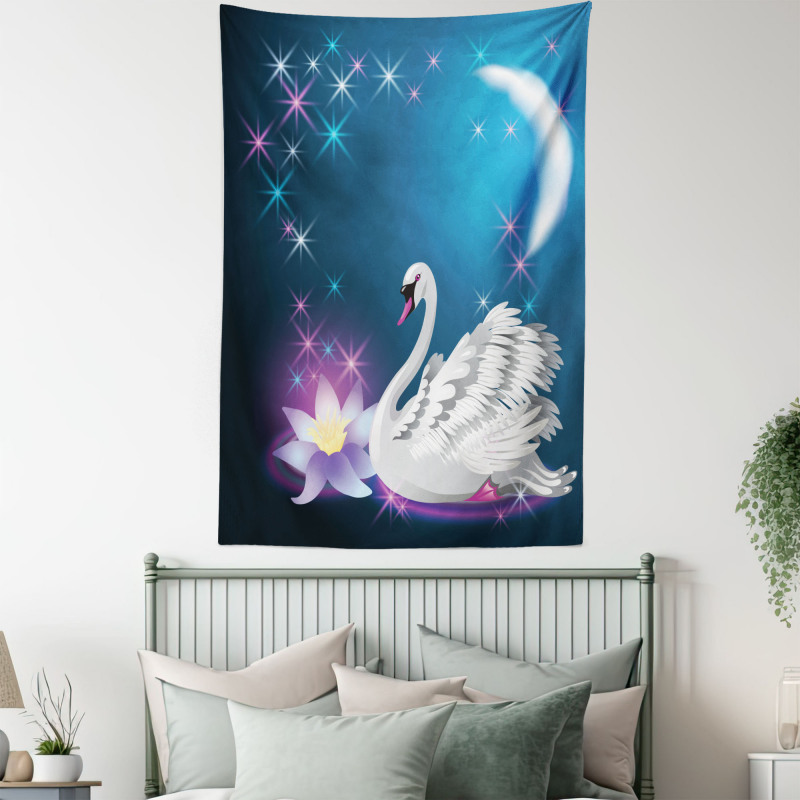 Magic Lily White Swan Tapestry