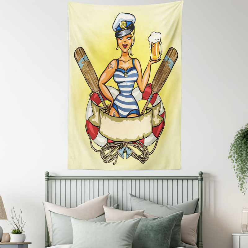 Sailor Blonde in Lifebuoy Tapestry