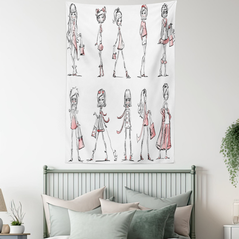 Cartoon Fashion Ladies Tapestry