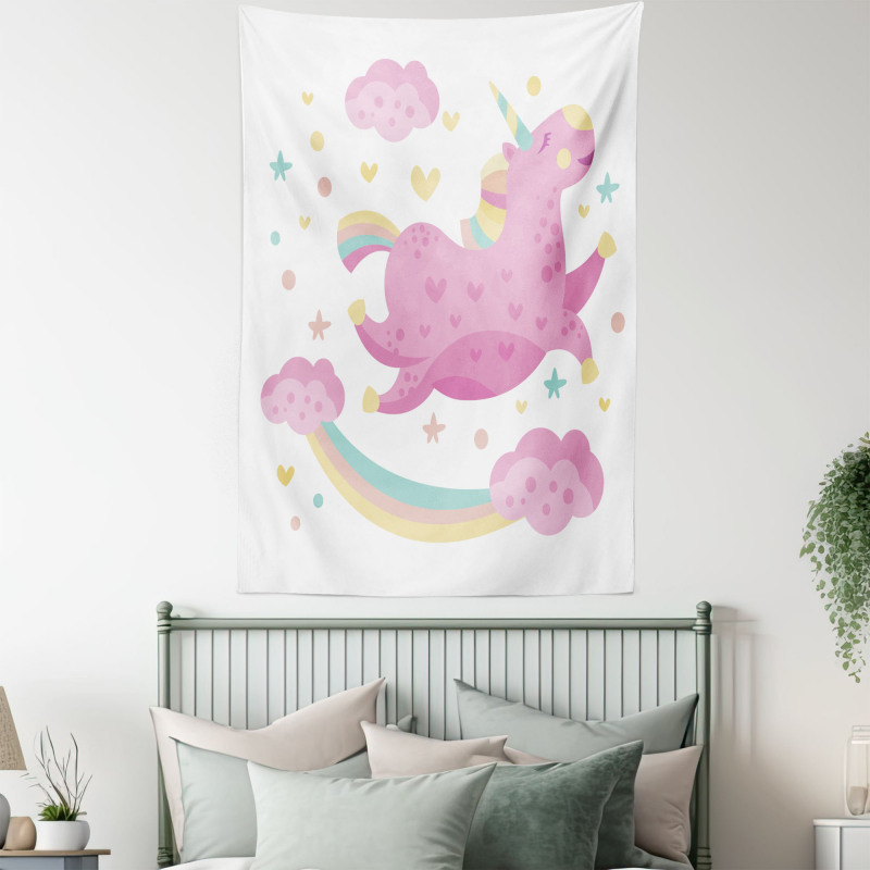 Unicorn with Star Rainbow Tapestry