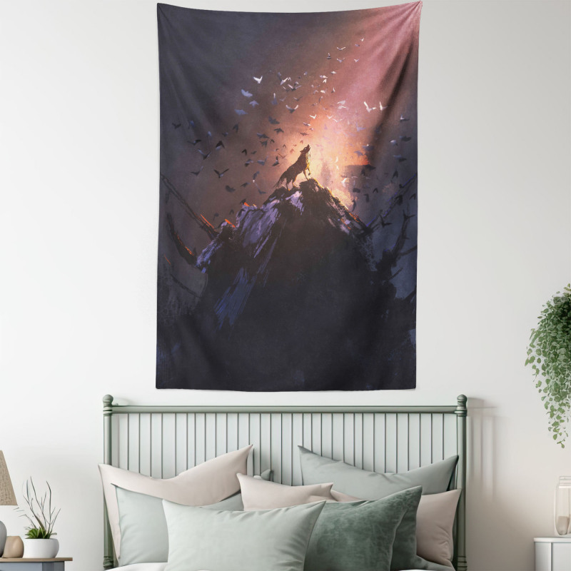 Howling Wolf on Rock Tapestry