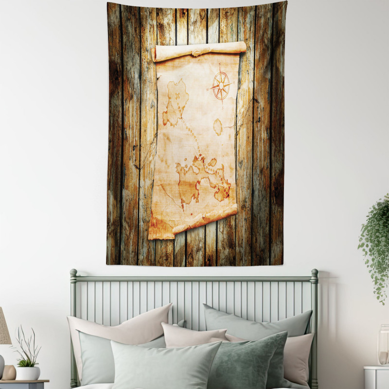 Map on Grunge Timber Tapestry