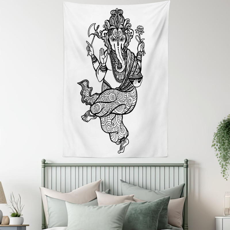 Dancing Elephant Sketch Tapestry