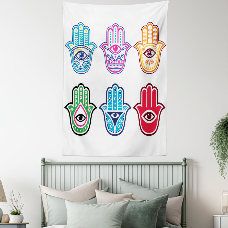 Colorful Hand Third Eye Tapestry