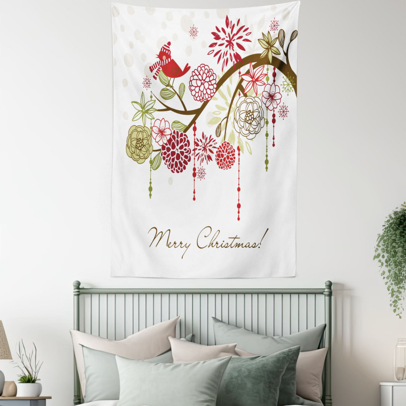 Red Bird Floral Tree Tapestry
