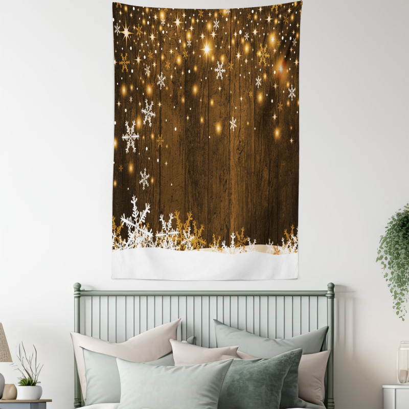 Wood and Snowflakes Tapestry