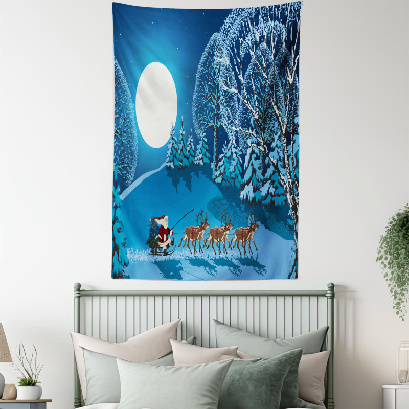 Santa Winter Forest Tapestry